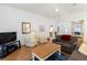 Bright living room with hardwood floors, comfy seating, and a large TV at 15440 Sw 14Th Avenue Rd, Ocala, FL 34473