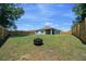 Spacious backyard with well-maintained lawn, wooden fence, and perfect space for outdoor entertaining and relaxation at 1664 Sw 167Th St, Ocala, FL 34473