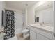 Clean bathroom featuring a shower/tub combo, toilet and vanity at 1664 Sw 167Th St, Ocala, FL 34473