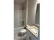 Clean bathroom featuring a shower-tub combo and granite countertop vanity at 2146 Nw 23Rd Loop, Ocala, FL 34475