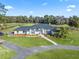 Aerial view of a home with expansive green pastures and equestrian facilities at 7675 W Highway 326, Ocala, FL 34482
