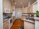 Galley kitchen with light wood cabinets and modern appliances at 3333 Nw 47Th Ct, Ocala, FL 34482