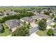 Aerial view showcasing a house with a gray roof and green lawn at 7646 Sw 100Th Ct, Ocala, FL 34481