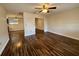 Bright living room with hardwood floors and ceiling fan at 11440 Sw 85Th Ave, Ocala, FL 34481