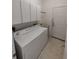 Laundry room with washer, dryer, cabinets, and utility sink at 11577 Sw 72Nd Cir, Ocala, FL 34476