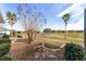 Landscaped backyard with stone pathway, offering tranquil golf course views at 6839 Sw 97Th Terrace Rd, Ocala, FL 34481