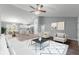 Open concept living area with a modern aesthetic, featuring a white couch and gray walls at 7084 Se 124 St, Belleview, FL 34420