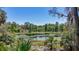 Scenic view of a tranquil pond with lush greenery and trees reflecting under a clear blue sky at 16434 Se 57 Pl, Ocklawaha, FL 32179