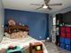 Bedroom with a blue wall, a double bed, and storage at 726 Marion Oaks Ln, Ocala, FL 34473