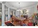 Charming dining room with hardwood floors, a wooden table, and chandelier at 13077 Se 86 Ct, Summerfield, FL 34491