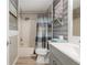 Clean bathroom with a tub, shower, and gray vanity at 8723 Sw 93Rd Ln # C, Ocala, FL 34481