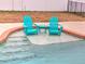 Two teal chairs in a built in pool seating area at 4730 Se 31St St, Ocala, FL 34480