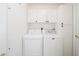 Laundry room with white cabinets and modern washer and dryer at 11642 Sw 71St Cir, Ocala, FL 34476