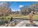 Landscaped backyard with a pond view and a garden at 3923 Manor Oaks Ct, Leesburg, FL 34748