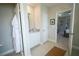 Elegant bathroom with granite vanity, soaking tub, and walk-in shower at 5429 Sw 44Th Court Rd, Ocala, FL 34474