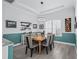 Elegant dining room with wood table, gray chairs, and teal accent wall at 9270 Sw 9Th Ter, Ocala, FL 34476