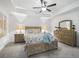 This bright and airy bedroom features a ceiling fan and matching nightstands at 205 Brevard Ave, Lady Lake, FL 32159