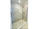 Tiled shower with glass door and modern fixtures, providing a clean and sleek look at 3168 Ne 46Th Ave, Ocala, FL 34470