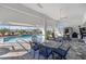 Covered patio with pool, dining area, and lounge chairs at 5141 Greens Dr, Lady Lake, FL 32159