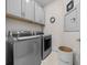 Laundry room with LG washer and dryer, gray cabinets, and a hamper at 8958 Sw 57Th Place Rd, Ocala, FL 34481