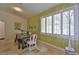 Charming dining area with a rustic table and green walls at 10170 Se 106Th Ln, Belleview, FL 34420