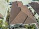 Aerial view highlighting the home's roof and backyard at 17074 Se 75Th Wickson Ct, The Villages, FL 32162