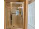 Shower stall with glass door and shelving at 17074 Se 75Th Wickson Ct, The Villages, FL 32162