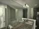 Bright bathroom with double sinks, granite countertops, a large mirror, walk-in shower, and tub at 35 Locust Radial Cir, Ocala, FL 34472