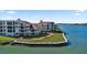 Aerial view of waterfront property with private boardwalk at 438 Bouchelle Dr # 401, New Smyrna Beach, FL 32169