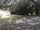 Backyard view showcasing a grassy area with mature trees and hedges at 7106 Sw 115Th Loop, Ocala, FL 34476