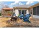 Relaxing firepit area with blue chairs and stone border at 7727 Sw 102Nd Loop, Ocala, FL 34476