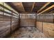 Interior of a rustic wooden horse stall at 10245 Sw 105Th St, Ocala, FL 34481