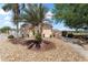 Exterior featuring lush landscaping with a large palm tree, stone and mulch ground cover at 1801 Marquez Loop, Lady Lake, FL 32159