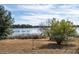 Lake view from backyard with chain link fence and mature trees at 4 Hickory Track Trce, Ocala, FL 34472