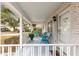 Covered porch with teal chairs and white railings at 8785 Sw 91St St # B, Ocala, FL 34481