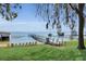 Scenic backyard with waterfront access, wooden docks and waterfront seating for relaxing by the lake at 12854 Se 118Th Ter, Ocklawaha, FL 32179