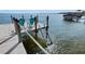 Dock with ladder and chairs overlooks serene water offering a peaceful waterfront experience at 12854 Se 118Th Ter, Ocklawaha, FL 32179