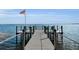 Wooden dock with American flag overlooks calm blue water and provides access for boating at 12854 Se 118Th Ter, Ocklawaha, FL 32179