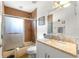 Clean bathroom, granite countertop, updated fixtures at 15391 Se 90Th Ct, Summerfield, FL 34491