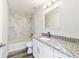 Clean bathroom, featuring a single vanity and marble shower at 15982 Sw 30 Ln, Ocala, FL 34481