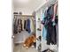 Walk-in closet with ample storage space, shelving, and hanging racks for clothes at 7670 Se 110Th Street Rd, Belleview, FL 34420