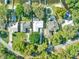 Aerial view of residential neighborhood featuring manicured lawns, lush landscaping and mature shade trees at 10900 Se Timucuan Rd, Summerfield, FL 34491