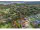 Aerial view of a large, landscaped property with a screened in pool at 11084 Se 168Th Loop, Summerfield, FL 34491