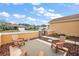 Cozy front yard featuring an outdoor seating area with wood chairs and a paved area with mulch at 13096 Se 93Rd Terrace Road, Summerfield, FL 34491