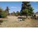 View of a spacious backyard with mature trees, green bushes and a fence at 3560 Sw 24Th Avenue Rd, Ocala, FL 34471