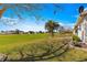 Expansive backyard view features a lush green lawn and mature palm trees, perfect for outdoor enjoyment and relaxation at 9884 Se 175Th Pl, Summerfield, FL 34491