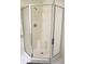 Close-up of shower with white tile and frosted glass at 11353 Sw 138Th Ln, Dunnellon, FL 34432