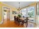 Charming dining area with hardwood floors, chandelier, and large windows overlooking the landscaped yard at 2775 Sw 53Rd St, Ocala, FL 34471