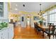 Open kitchen with granite countertops, white cabinets, stainless appliances, and hardwood floors at 2775 Sw 53Rd St, Ocala, FL 34471