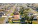 Aerial view of homes in a residential neighborhood with pools and tree-lined streets on a sunny day at 10080 Se 68Th Ct, Belleview, FL 34420